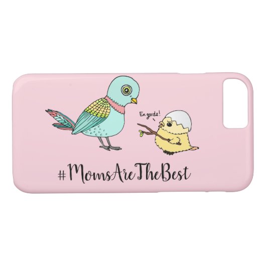Schattig roze vogel Cartoon beste mam ooit Moederd Case-Mate iPhone Case (Achterkant (Horizontaal))