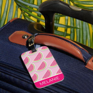 Schattig roze watermeloen patroon gepersonaliseerd bagagelabel