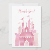 Schattig roze waterverf girly kasteel fee prinses bedankkaart (Voorkant)