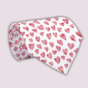 Schattig Roze Waterverf Liefdes Hart Patroon Stropdas
