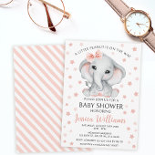 Schattig roze waterverf olifant baby girl shower kaart