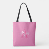 Schattig Roze Wit Script Monogram Canvas tas (Achterkant)