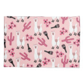 Schattig Roze witte Llama Maraca Cactus Floral Kussensloop (Achterkant)
