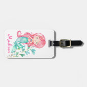 Schattig roze zeemeermin meisjes Bagagelabel (Voorkant horizontaal)