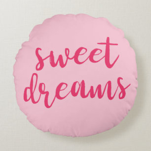 Schattig roze zoete dromen Hand belettering rond k Kussen