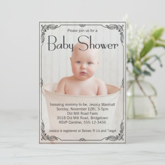 Schattig rustiek Baby shower Kaart (Staand voorkant)
