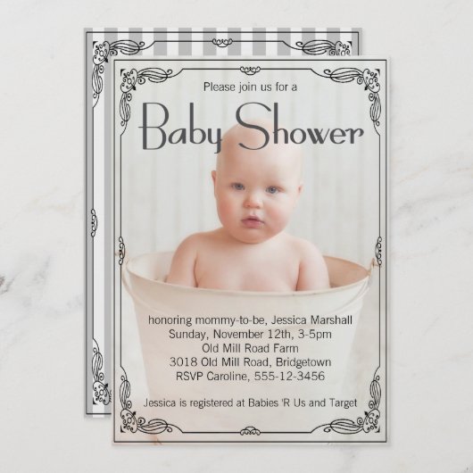 Schattig rustiek Baby shower Kaart (Voorkant / Achterkant)