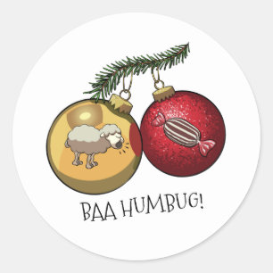 Schattig schaap Baa Humbug! Kerstmis Scrooge Carto Ronde Sticker