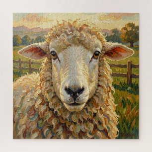 Schattig schaap op een ranch    Boerderijdieren Legpuzzel
