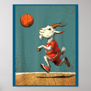 Schattig Schattig Geit Dier Grappig Basketbal Poster