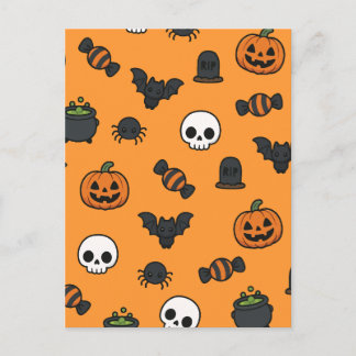 Schattig Schattig Halloween Patroon Oranje Griezel Briefkaart