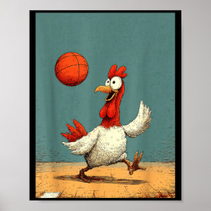 Schattig Schattig Kip Sport Grappig Basketbal Poster