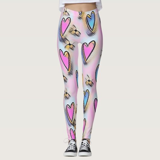 Schattig, schattig, kleurrijke tekening leggings (Voorkant)