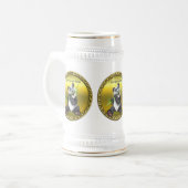Schattig schattig panda-beer dat bamboe evergreen  bierpul (Voorkant links)