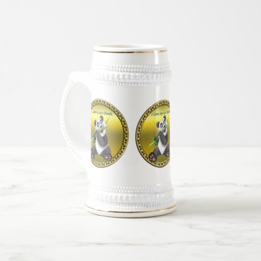 Schattig schattig panda-beer dat bamboe evergreen  bierpul (Voorkant links)
