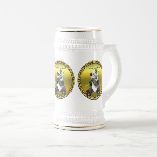 Schattig schattig panda-beer dat bamboe evergreen  bierpul (Voorkant rechts)