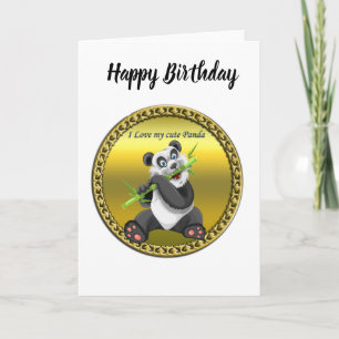 Schattig schattig panda-beer dat bamboe evergreen  kaart