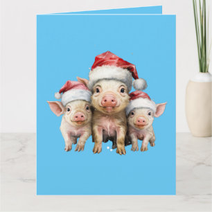 Schattig Schattige klein varken kerst groet Kaart