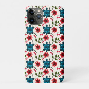 Schattig schildpad bloempatroon iPhone 11 pro hoesje