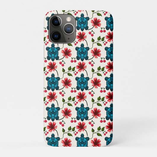 Schattig schildpad bloempatroon Case-Mate iPhone case (Achterkant)