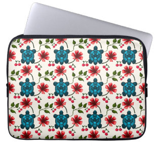 Schattig schildpad bloempatroon laptop sleeve
