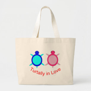 Schattig Schildpad Koppel Grote Tote Bag