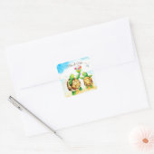 Schattig schildpad paar | Romantische bruiloft Vierkante Sticker (Envelop)