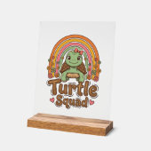 Schattig Schildpad Team Regenboog Bloem Vector Des Acryl Bord (Hoek)
