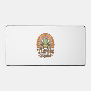 Schattig Schildpad Team Regenboog Bloem Vector Des Bureaumat