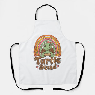 Schattig Schildpad Team Regenboog Bloem Vector Des Schort