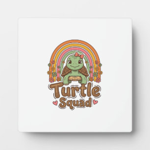 Schattig Schildpad Team Regenboog Bloem Vector Ont Fotoplaat
