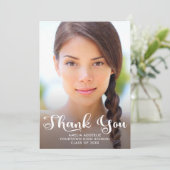 Schattig Script Afstuderen 2 Foto Bedankt Kaart (Staand voorkant)