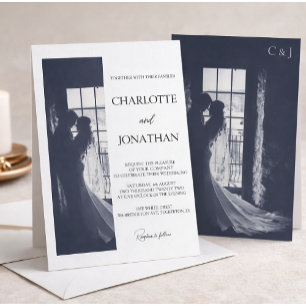 Schattig Script Elegante Foto-overlay Witte Trouw Kaart