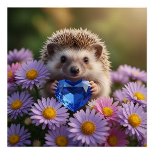 Schattig september egeltje met saffierhart perfect poster