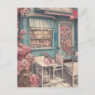 Schattig Shabby Chic Coffee Shop Briefkaart