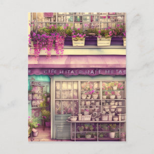 Schattig Shabby Chic Coffee Shop Graphic Briefkaart