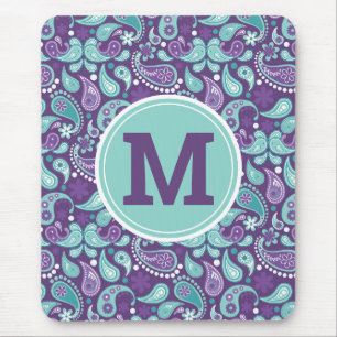 Schattig Shabby Chic Paars en blauw Paisley Monogr Muismat