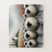 Schattig Sheep Poppy Field en een huis Legpuzzel (Verticaal)