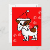 Schattig Shih Tzu cartoon Santa Hat - Bruin en Wit Feestdagenkaart (Voorkant / Achterkant)