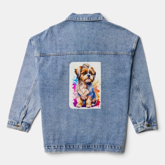 Schattig Shih Tzu Denim Jacket (Achterkant)