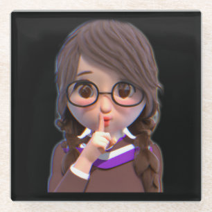 Schattig Shush Onderzetter: Perfect voor bibliothe Glazen Onderzetter