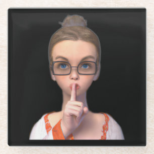 Schattig Shush Onderzetter: Perfect voor bibliothe Glazen Onderzetter