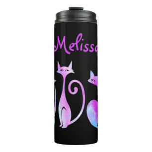 Schattig silhouet van katten thermisch getumbler thermosbeker