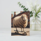 Schattig skateboardschaap briefkaart (Staand voorkant)