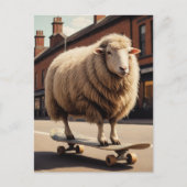 Schattig skateboardschaap briefkaart (Voorkant)