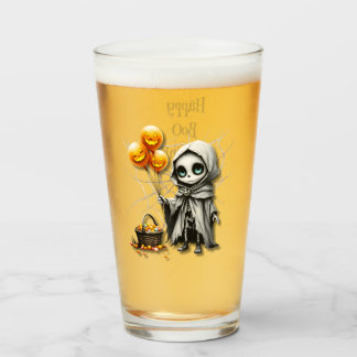 Schattig Skelet Meisje met Pompoen Ballonnen Glas