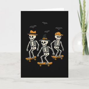 Schattig Skelet Skater Griezelige Halloween Schaat Kaart
