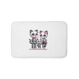 Schattig Skeleton Cat Familie met Bubble Gum Fun H Badmat