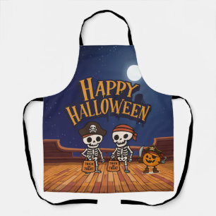 schattig, skeletten en pompoen Halloween Schort
