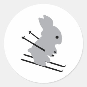 schattig skibunny sneeuwskiën ronde sticker
